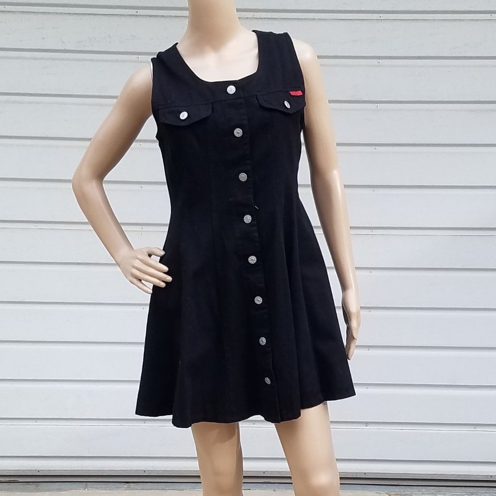 Vtg LBD Scarlett Denim Fit & Flare Button Front Dress